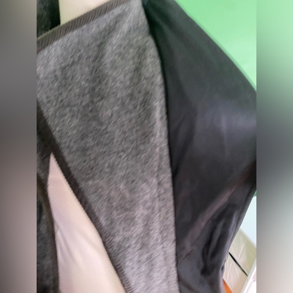 Vintage 80s A Trigere Coat trench black grey wool layered coat high collar - Picture 11 of 16